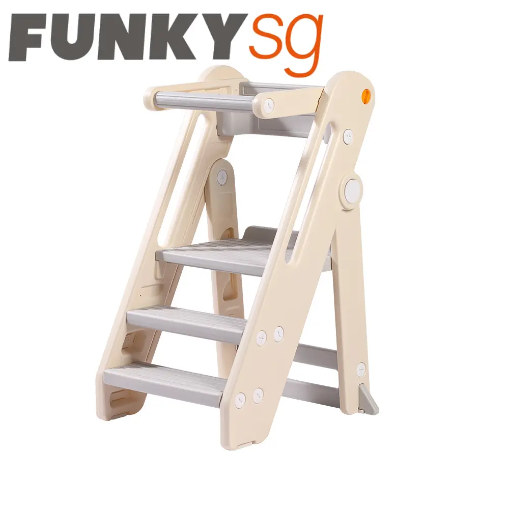 Child Kitchen Tower Ladder - Foldable, Adjustable, and Safe for Growing Kids
