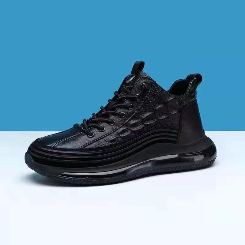 Sepatu Sneakers Pria Croco Sport Casual Shoes Running Kasual Hitam Putih - D29 2