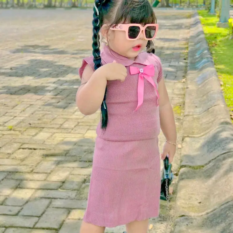 Dear child set rok rajut anak 6 bulan - 7 tahun bahan premium benang woll acrylic set rok anak perempuan 3