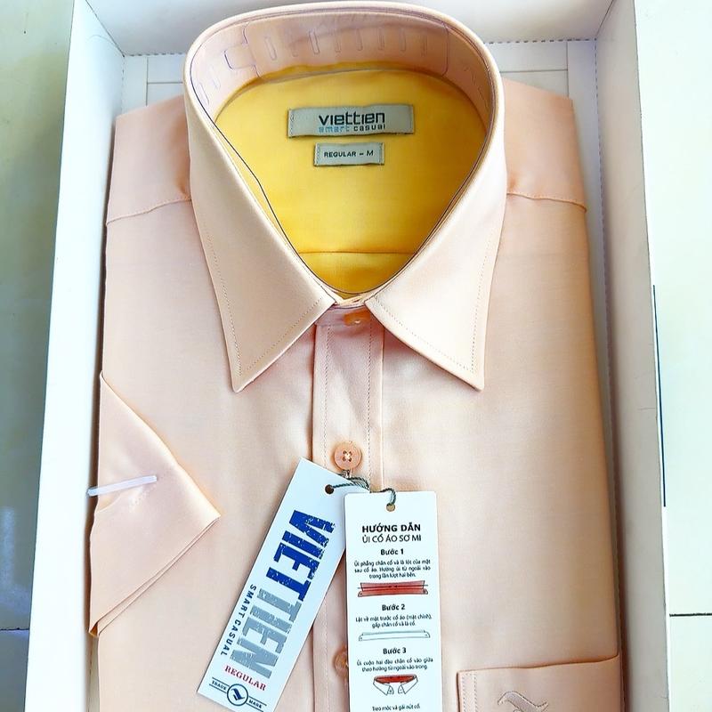 Áo sơ mi nam việt tiến  ngắn tay vạt ngang phom regular (3 màu trong giỏ hàng )