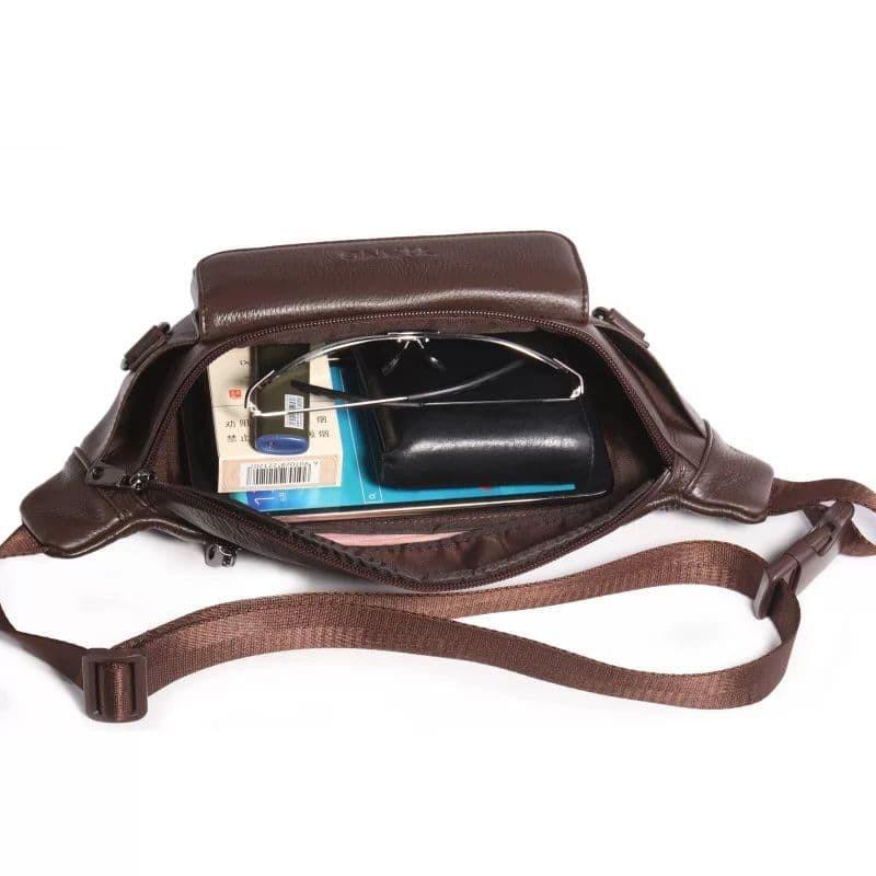 Waist Bag Pria Tas Slempang Pinggang Kulit Sintetis Tebal Import waterproof Waistbag 5