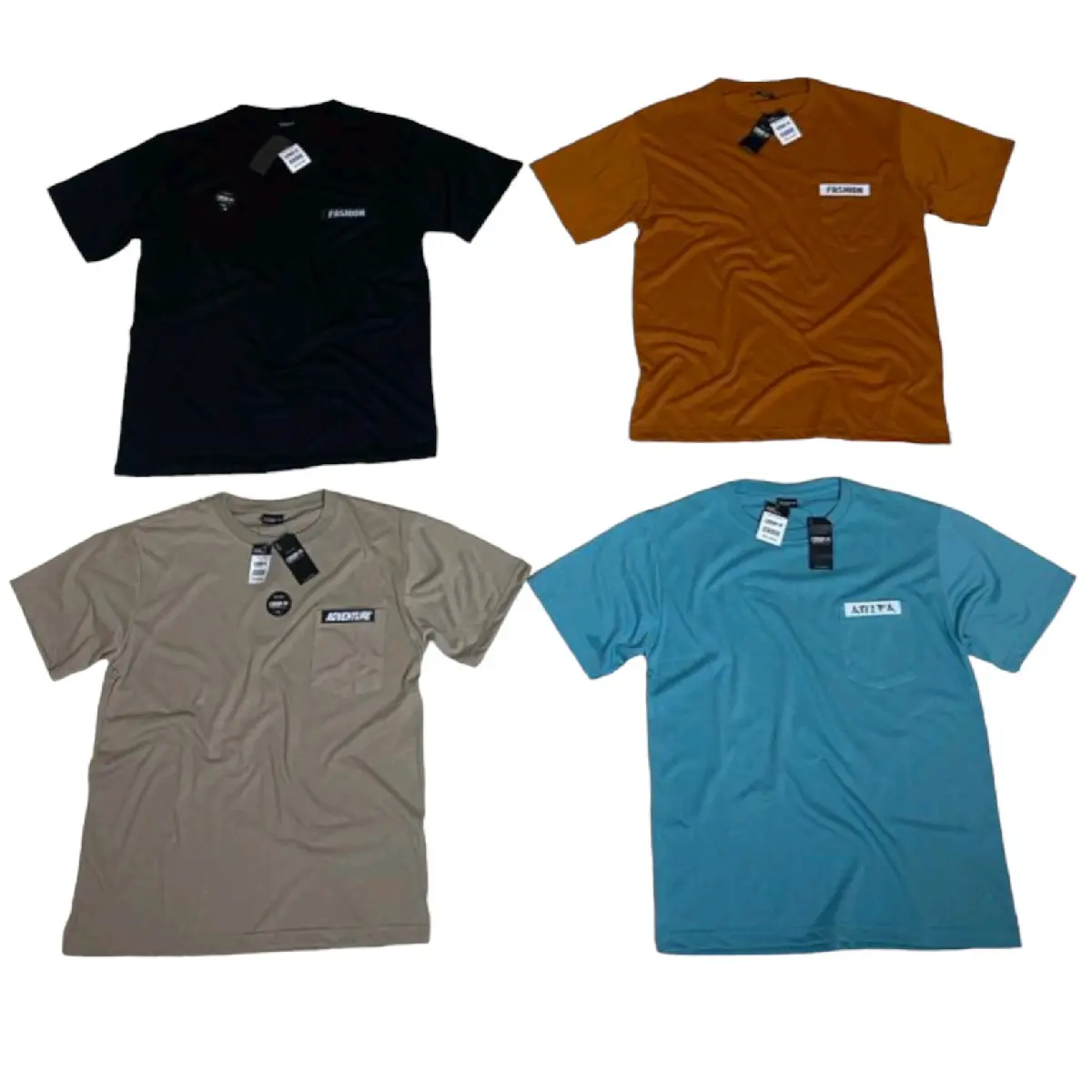 KAOS POCKET/SAKU DEWASA L XL XXL PAKET 4PCS DISTRO HEMAT Katun Crew Neck Santai Slim-fitting Hitam Putih Polos Nyaman Semi Oblong Pendek Pria Baju Combed Cowok