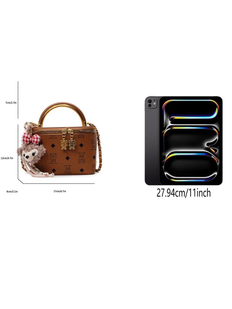Product Introduction of Fashion Letter & Animal Pattern Crossbody Bag, Casual PU Leather Zipper Shoulder Bag for Women, Trendy All-match Commuter Bag for Daily Used 1