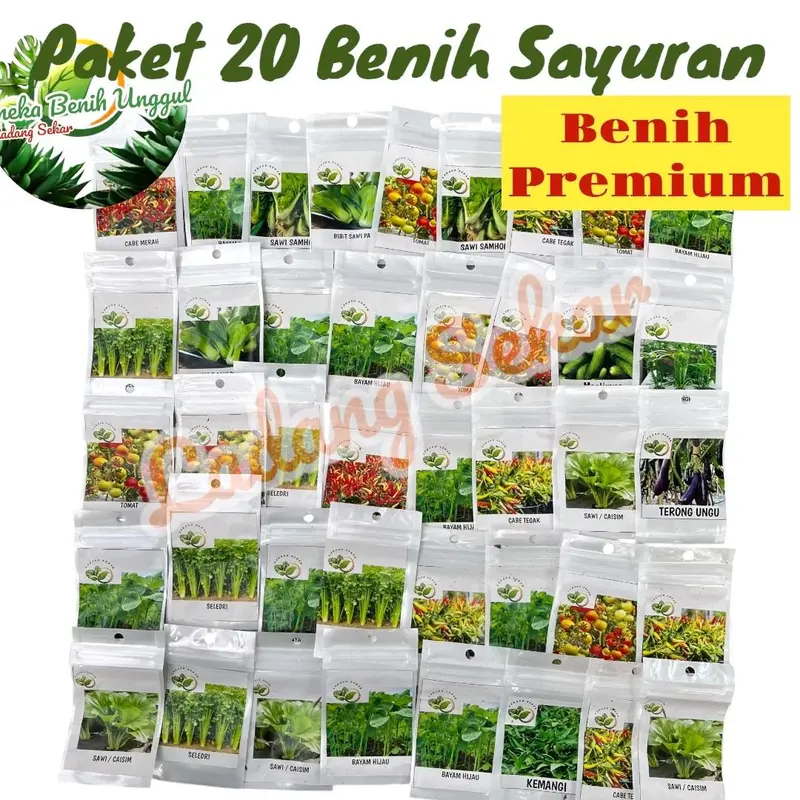 PAKET 20 MACAM BNIH Sayuran Premium + Bonus + Bibit Sayuran Lengkap + Bibit Unggul Siap Tanam Media Termudah 0