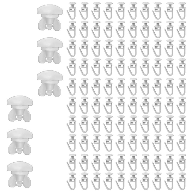 Product Introduction of Curtain Track Hook Curtain Rails Ceiling Gliders Set 100Pcs Lockable Folding Hanging Hook and 6Pcs Drape Rails Stoppers 37