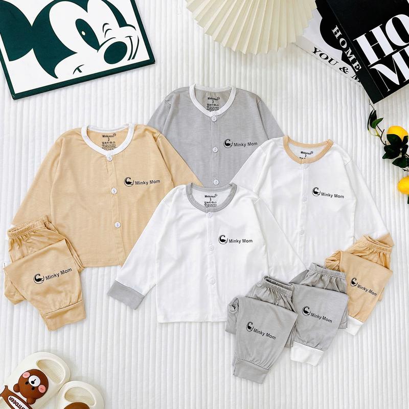 (Có Tặng QUÀ )Combo 4 bộ dài Min ky, chất thun lạnh petit cho bé , size từ 3-9kg(0-9tháng tuổi) Thun Áo Thun