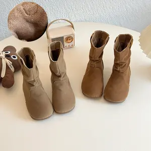 ( SHO469 / SHO471 ) Sepatu boots winter fleece musim dingin autumn spring anak perempuan - polos - camel khaki