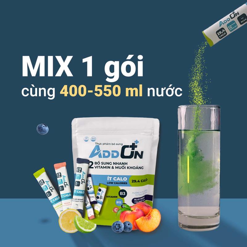 ADDON Pack 12 gói Bột điện giải thể thao ít calo bù nước, bổ sung muối khoáng hỗ trợ phục hồi giảm căng thẳng mệt mỏi 2