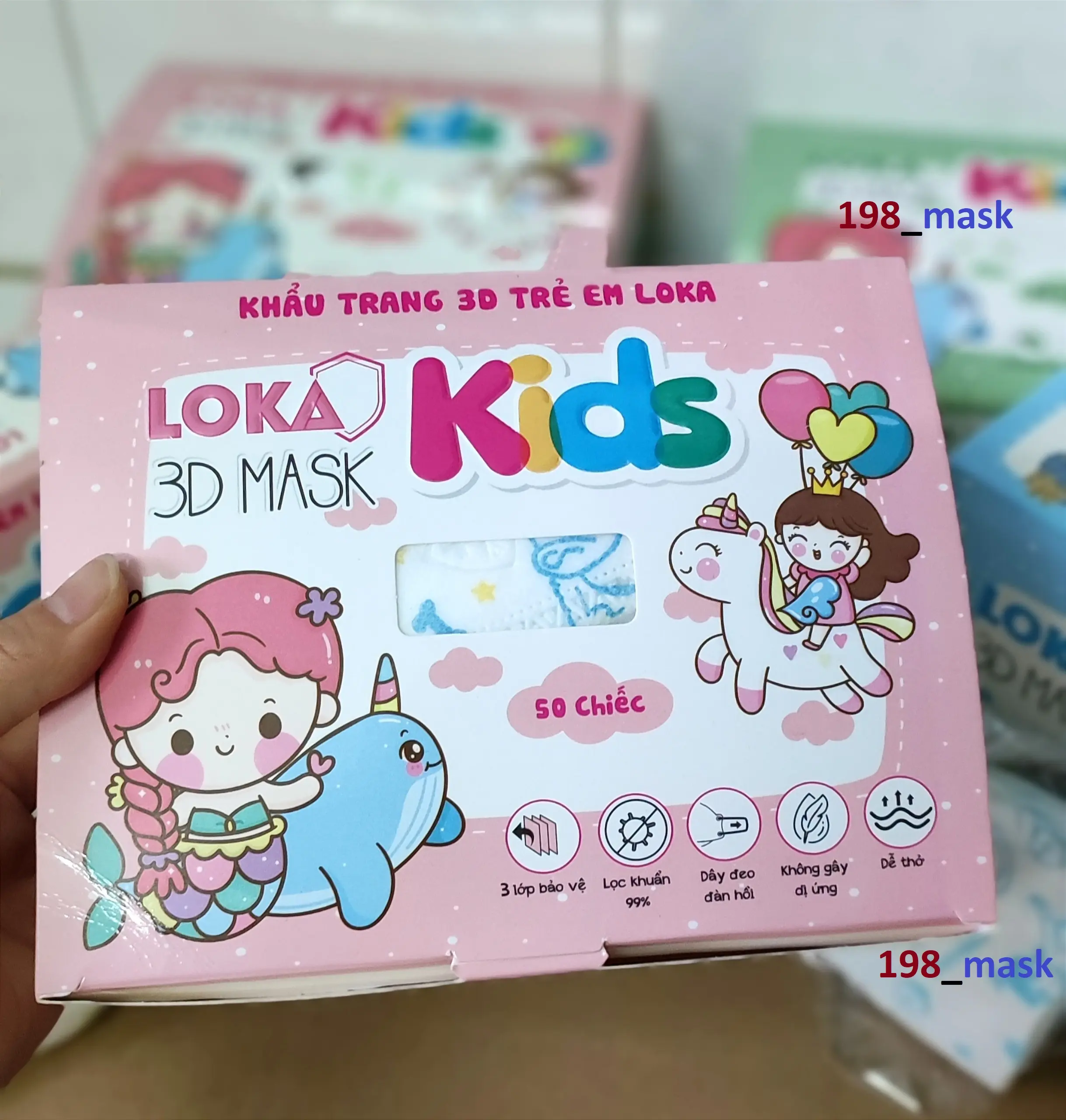 Hộp 50 chiếc khẩu trang 3D mask trẻ em kháng khuẩn cao