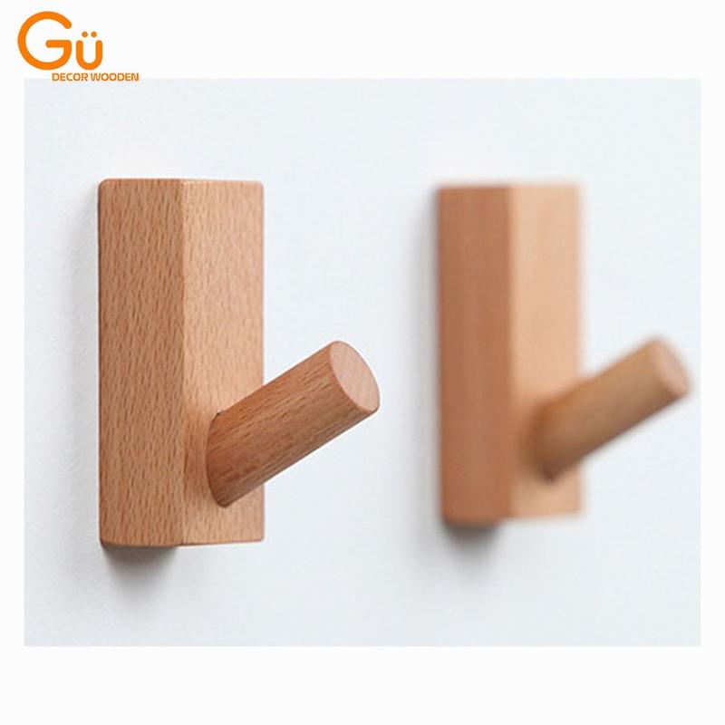  Móc gỗ treo quần áo móc gỗ đơn gắn tường Treo Tường 