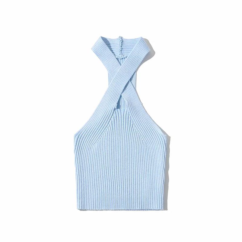 Product Introduction of Women Close-fitting Simple Style Vest, Solid Color Halter Neck Sleeveless Crop Tops ,Summer,Fashion,Attractive,Soft,Comfortable,Breathable,Simple Style,High-quality,Seductive 35