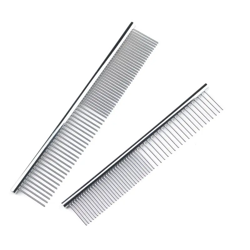 Pet comb, dog grooming, stainless steel grooming device, cat grooming comb, dog grooming comb, open knot cat comb, dense toothed comb
