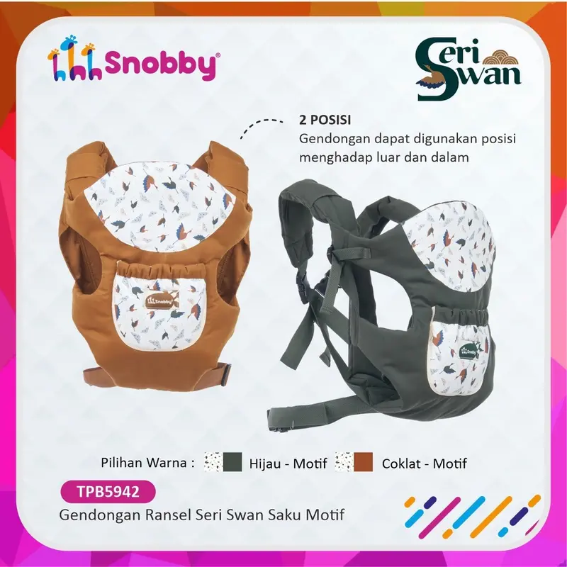 Snobby Gendongan Bayi Ransel Aplikasi Print Swan Series - TPG 5942 Gendong 1