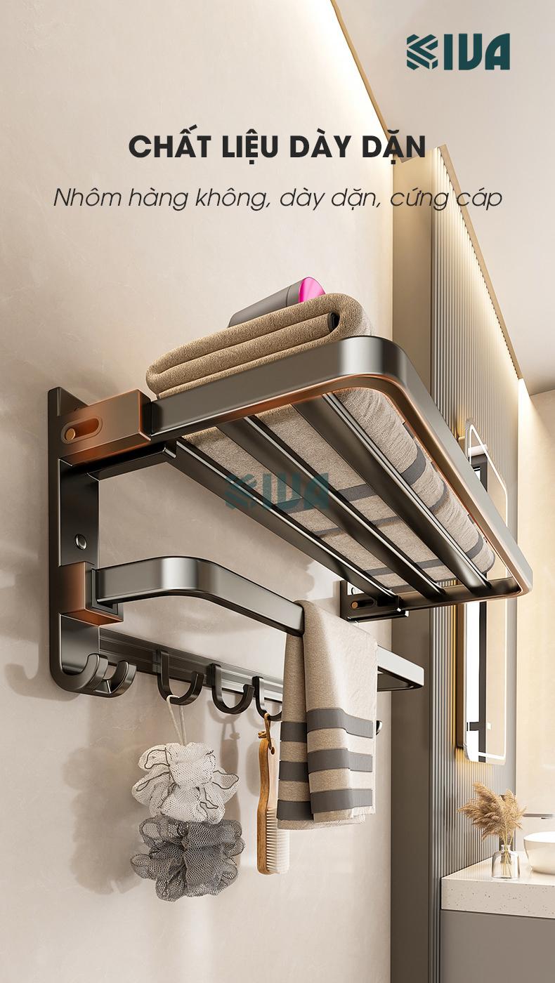 Product Introduction of Giá kệ để khăn, để đồ nhà tắm KIVA, đa dạng mẫu mã, thiết kế, kích thước và màu sắc, chất liệu nhôm hàng không cao cấp. 2