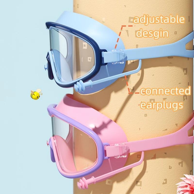 Children's Swimming Goggles & Swimming Cap & Goggles Case, Wide Viewing Angle Anti-fog UV Shattering Lens, Suitable for Children Aged 3-6/6-15 6