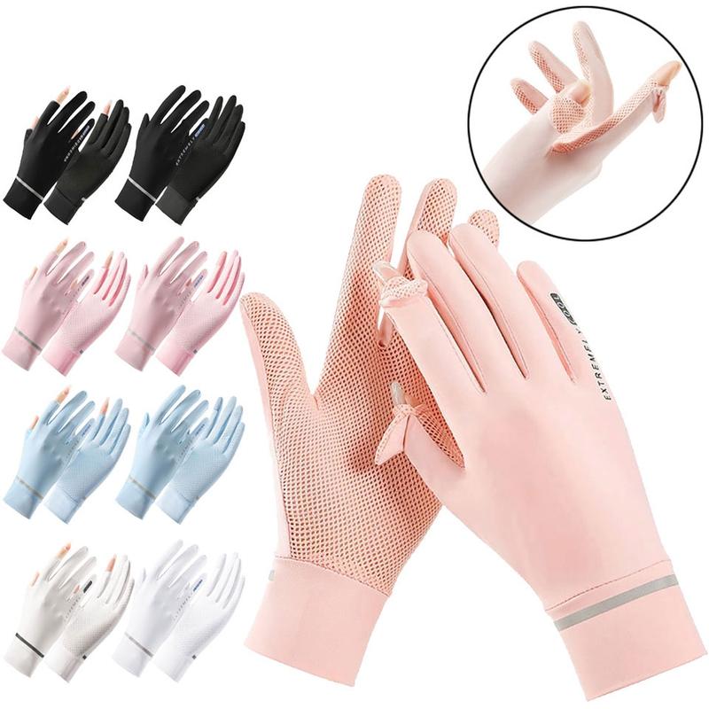 UPF50 + Găng Tay Chống Nắng Lụa Lạnh Cho Nữ, Găng Tay Chống Tia UV Thoáng Khí Cho Lòng Bàn Tay, Thể Thao, Lái Xe, Đạp Xe, Chạy Bộ, Mùa Hè