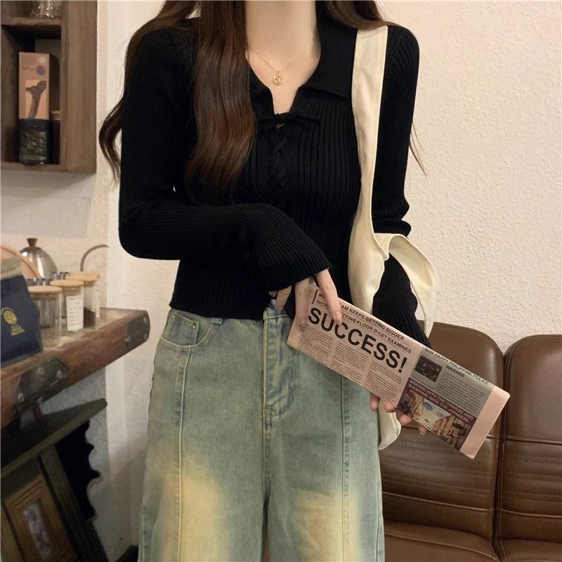 Product Introduction of Áo Len Dệt Kim, Dài Tay, Cổ Polo, Hàng Mới Về Mùa Thu 2024, Áo Len Mặc Trong, Ngắn Và Nhỏ, Có Thể Mặc Bên Trong Áo Len, Dành Cho Nữ, Thích Hợp Cho Mùa Thu Và Mùa Đông 39