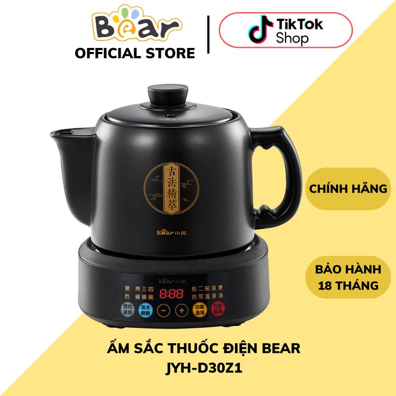  Ấm Sắc Thuốc Điện Tự ngắt Bear JYH-D30Z1 Công Suất 800W Chế Độ Hẹn giờ Giữ Ấm Nhiều Chức Năng Nấu Thuốc Điều Chỉnh Được Số Chén Nước Chính Hãng Bảo Hành 18 Tháng  Bản Nội Địa  