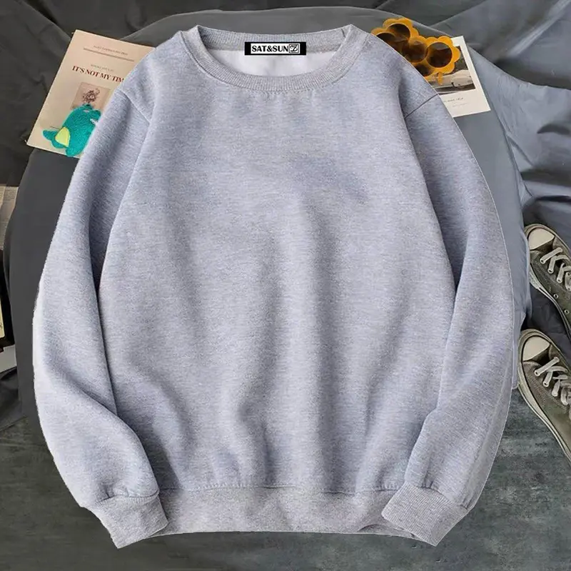 Áo nỉ tay dài không nón mẫu trơn không in hình kiểu nam nữ đều mặc được Menswear Hoodie 3