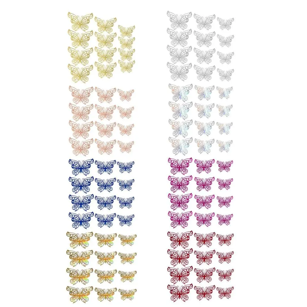 12 Pieces 3D Hollow Butterfly Wall Decoration Lifelike Multipurpose 3 Sizes for Birthday Party Decor Lightweight Accessory