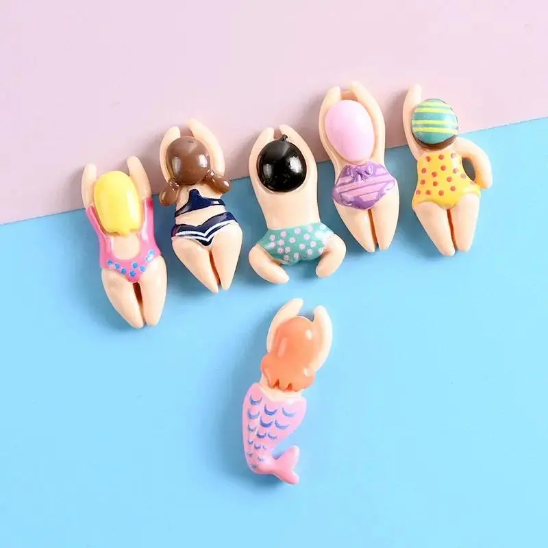 5pcs Cartoon Kawaii Resin Mini Swimming Figure Scrapbook Supplies Flatback Charm Craft Miniature Accessories Materials Planar