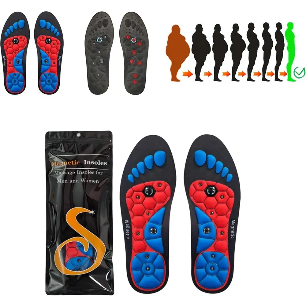 1Pair Creative EVA Orthopedic Insoles Pain Relief Breathable Massage Shoe Insoles Shock Absorbing Blood Circulation Magnetic Therapy Insoles Unisex