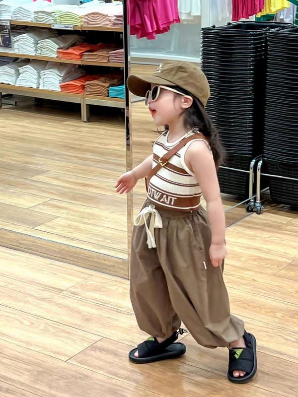 Bộ quần áo bé gái-Bộ đồ croptop ba lỗ kết hợp quần Jogger cao cấp cho bé từ 10-20kg Gile Kaki Sandal bộđồ croptop 2