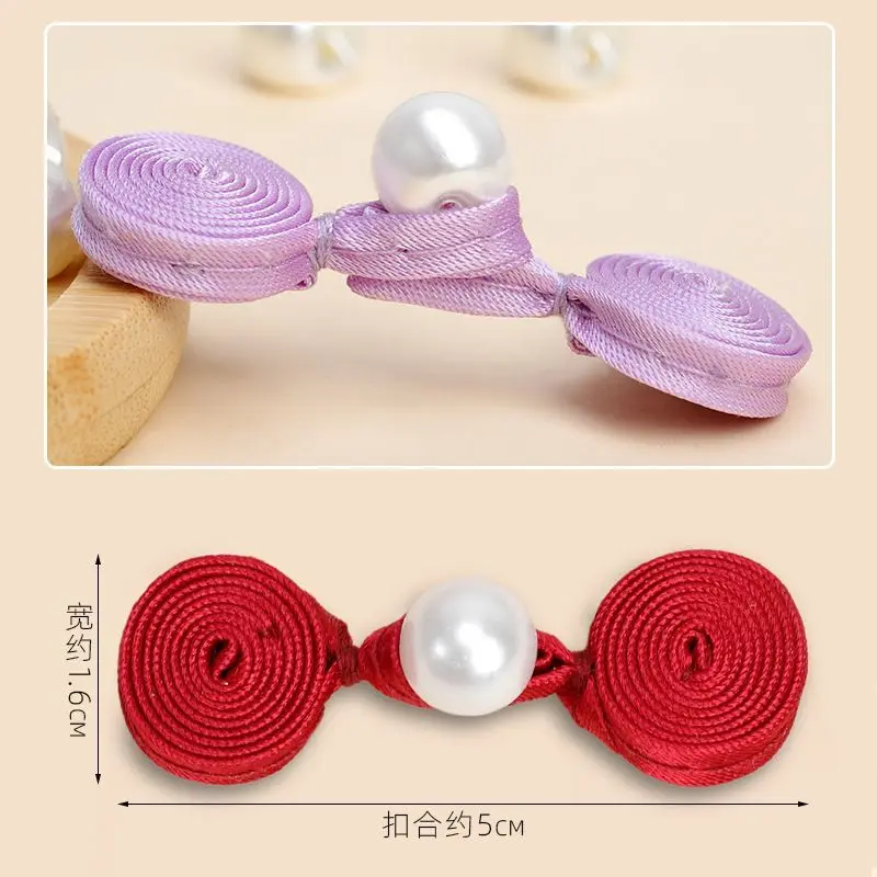 Nút Ếch Sườn Xám, Thiết Kế Guanyue Màu Đỏ, Nút Ngọc Trai, Lõi Hương, Phong Cách Trung Quốc, Nút Dệt Tay, Đồ Trang Trí Cổ Điển Cho Quần Áo Hán Phục Cho Nữ, Phụ Kiện Hàng Đầu 3