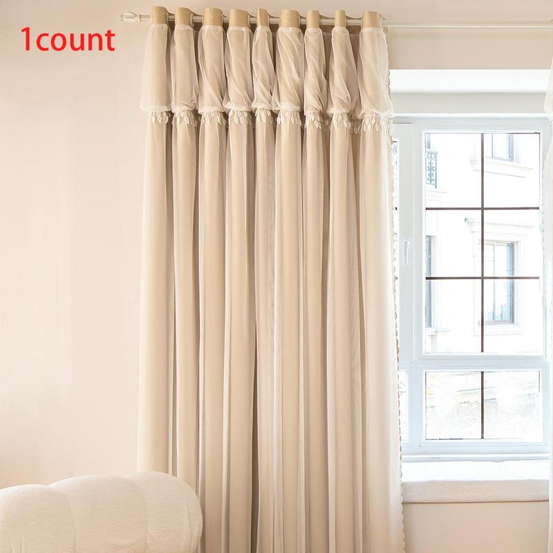Product Introduction of Double Layer Curtain Living Room, 1 Count Blackout Curtain for Bedroom, Decorative Curtain for Bedroom & Living Room, Home Items 0