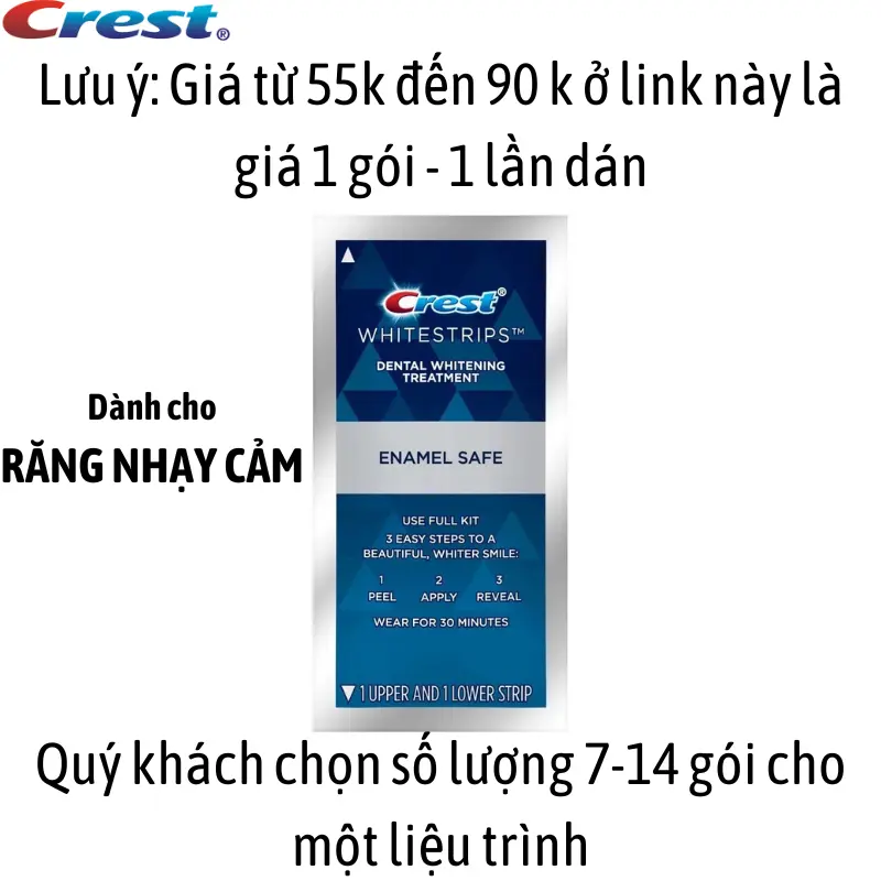 Miếng dán trắng răng Crest trắng nhanh không gây ê buốt phù hợp với mọi men răng [Giá 1 Gói] 6