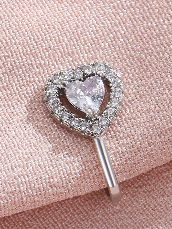 Heart Shaped Artificial Crystal & Rhinestone Decorated Fake Nose Ring, Fashionable Nose Ring for Women & Girls, Body Jewelry for Party, Daily Clothing Decor 5