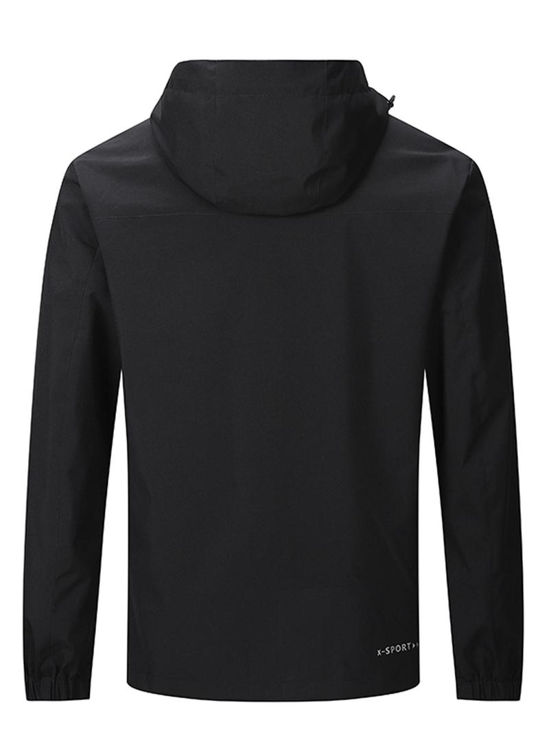 Product Introduction of Men's Hooded Hardshell Jacket, Regular Fit Casual Windproof Waterproof Long Sleeve Outerwear for Spring & Fall, Fashion Men's Clothes for Outdoor Activities, Coat 8