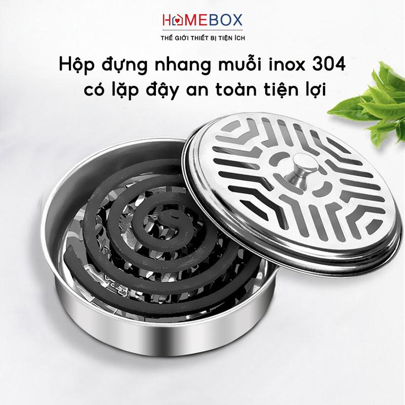  COMBO 3 Hộp Đựng Nhang Muỗi Inox Có Nắp Đậy An Toàn Khay Đựng Hương Muỗi Trầm Hương Tiện Dụng 