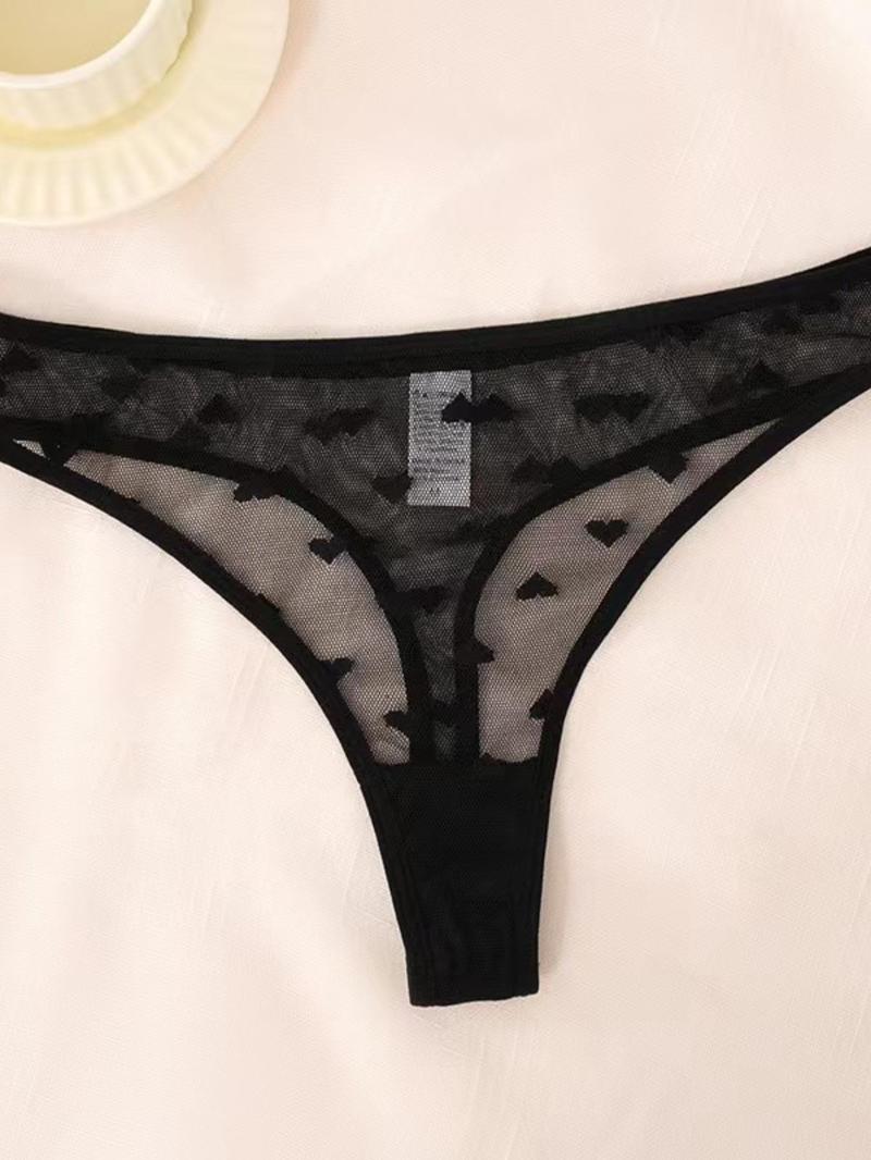 Product Introduction of Women's Heart Pattern Lace Thong, Breathable Comfy Panty for Daily Wear, Women's Underwear for All Seasons 3