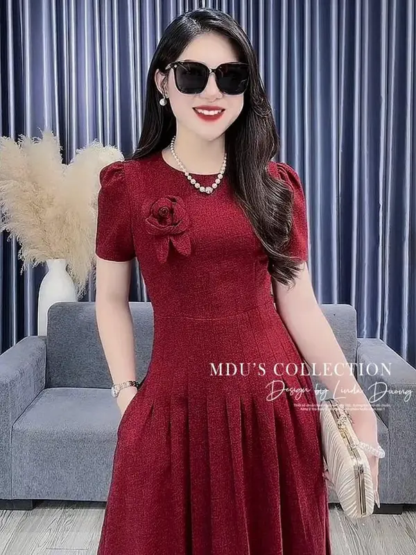 [MIỄN SHIP] MDU3791 Váy text Nhật 2 Lớp - Kiểu Dáng Cuốn Hút Sang Trọng Dành Cho Nữ Women Dress Đỏ 0