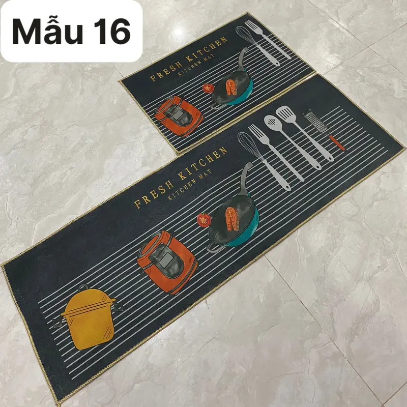 Thảm Lau Chân Nhà Bếp , Bộ 2 Thảm Bếp Hình 3D Loại Đẹp , Thảm Chùi Chân Giá Sỉ 5