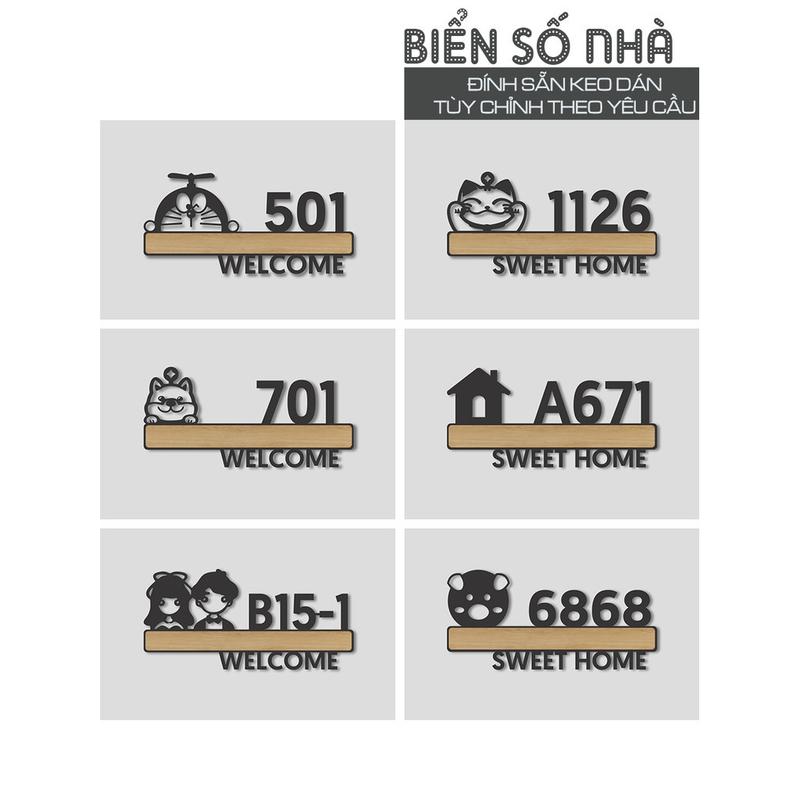 Bảng số nhà, homestay, biển số căn hộ bằng gỗ dán hoặc treo tường thiết kế theo yêu cầu decor theo phong cách vintage 0
