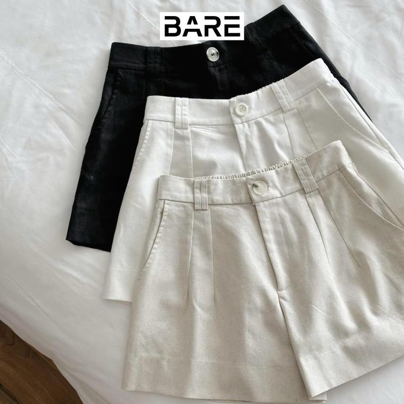 Product Introduction of BARE_Quần Đùi Lưng Cao Ống Rộng Bo Chun Sau Chất Linen Phong Cách Nhẹ Nhàng Nữ Tính_Q095 Women Pants 13