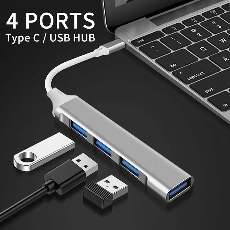 LEVINO USB HUB Type C / USB A Hub High Speed USB 3.0 Adapter to 4 Port Multi Splitter USB 3.0 Hub Otg Splitter For PC/Android/IOS 1