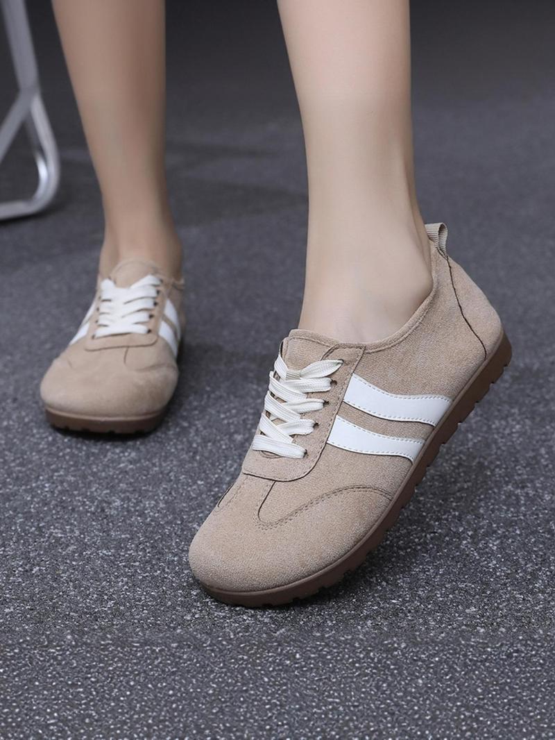 Product Introduction of Women's Fashionable Colorblock Pattern Lace Up Low Top Sneakers, Casual Comfortable Sports Shoes for Daily Wear, Female All-match Round Toe Shoes for Spring & Fall 8