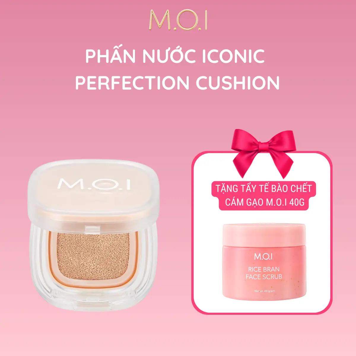 (Tặng tẩy tế bào chết cám gạo M.O.I 40g) Phấn nước M.O.I Iconic Perfection Cushion Trang Điểm Cosmetic