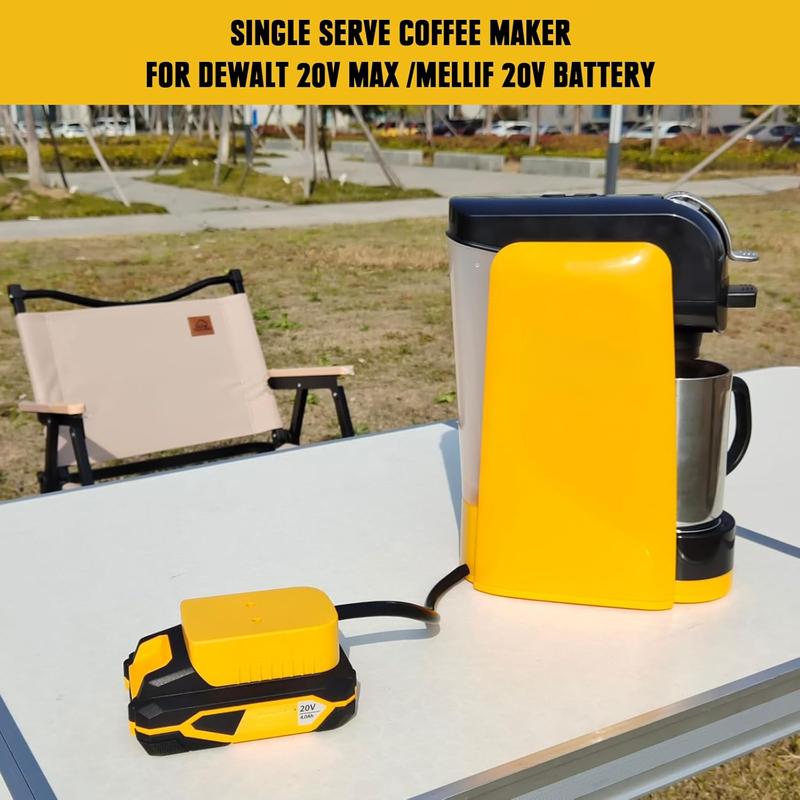 TikTok Shop Single Serve Coffee Maker Compatible with dewalt Mellif 20V Max Battery One Button Operation Auto Shut off Coffee Machine for K Cup Ground with 14.5OZ Reservoir for Home Outdoor RV Tool On...