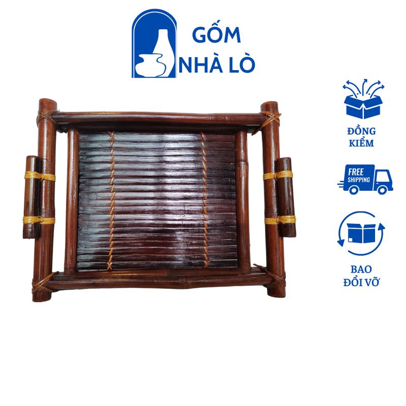 Khay tre đựng ấm chén khay đựng trà khay gỗ đựng ấm khay tre decor khay bằng tre Gốm Nhà Lò