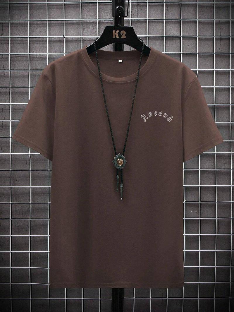 Product Introduction of Men's Wing & Letter Print Pocket Tee, Loose Street Fashion Casual Short Sleeve Round Neck T-shirt for Daily Wear, Men's Clothes for All Seasons 9