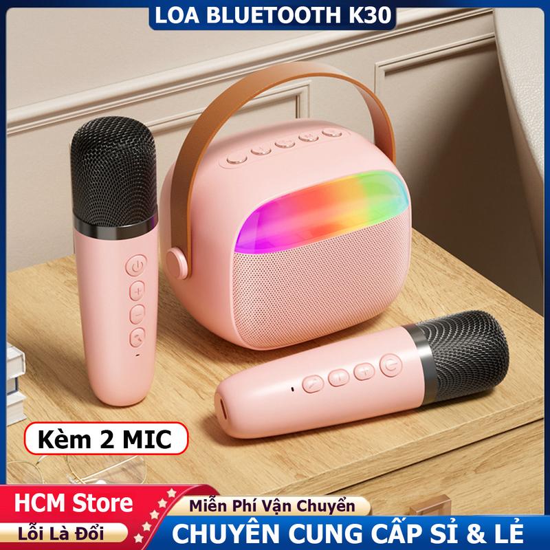 Loa Bluetooth Karaoke mini K30 Bản Nâng Cấp Tặng Micro Không Dây Biến Đổi Giọng Nói -Hàng Nhập