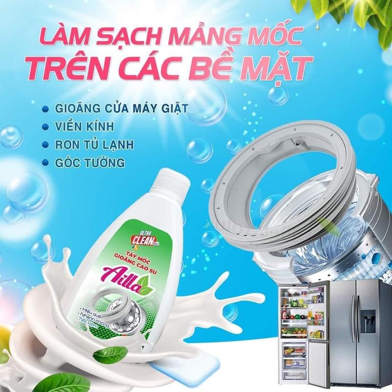 Tẩy mốc gioăng cao su máy giặt, tủ lạnh Ailla Làm Sạch