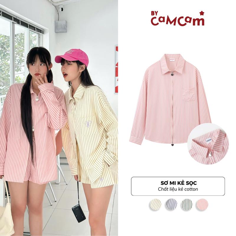 [TẶNG ÁO QUÂY TRẮNG KHÔNG MÚT] Áo Sơ Mi Bycamcam Basic Nhiều Màu Dáng Rộng Họa Tiết Kẻ Sọc Thời Trang Đường Phố