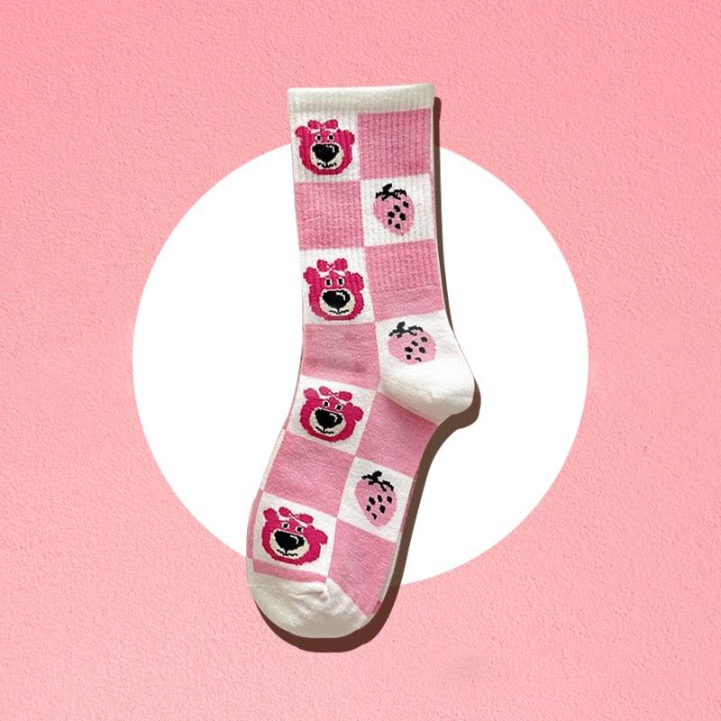 Product Introduction of Pink Bear Cartoon Cute Sweet College Style Autumn Winter Stockings Women 29