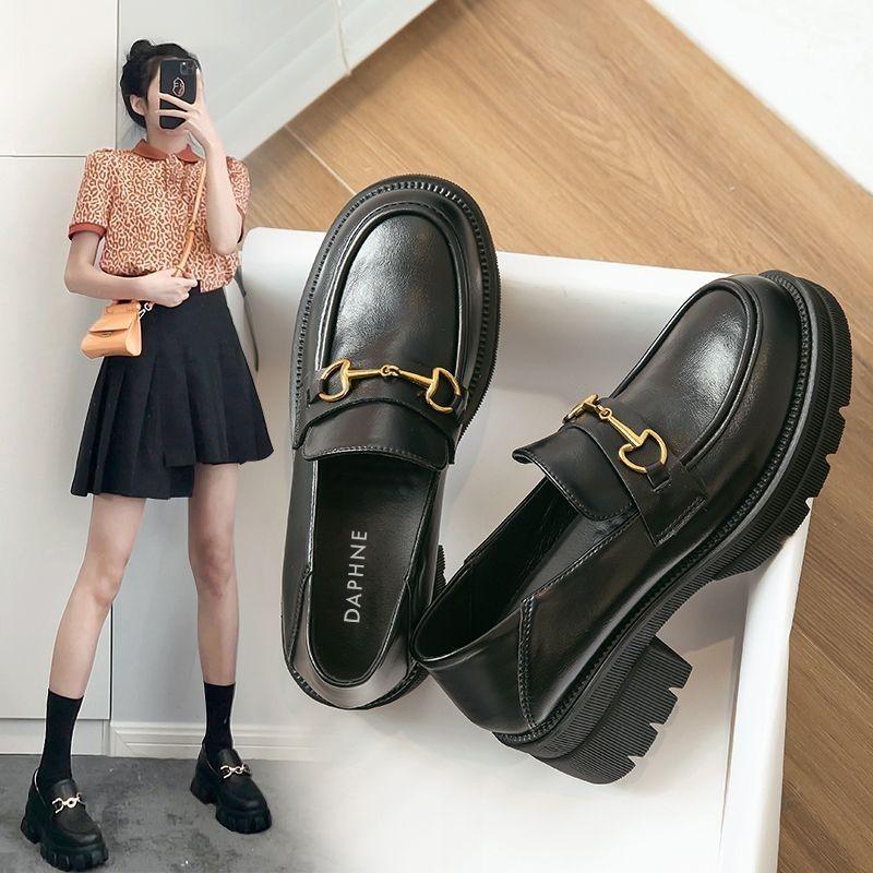 Product Introduction of Platform Loafers Women's 2024 New Shoes Slip-on Leather Shoe Heighten Soft Bottom Spring British Style Single-Layer Shoes Closed 42