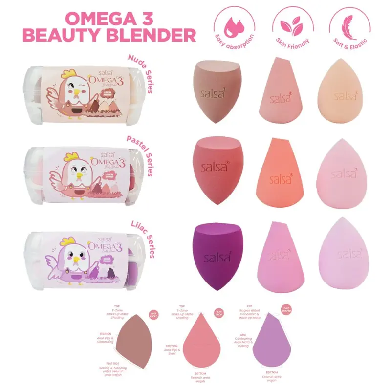 Salsa Omega 3 Beuty Blender (1 Pax = 3 Bj) 1Pc 1